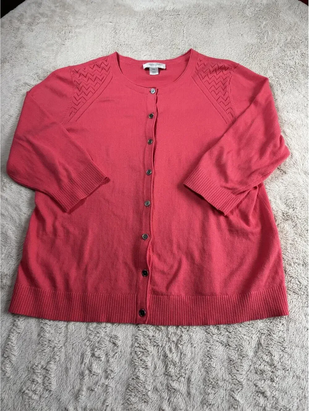 Christopher &‎ Banks Pink Button-Up Cardigan Sweater PXL